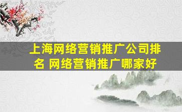 上海网络营销推广公司排名 网络营销推广哪家好