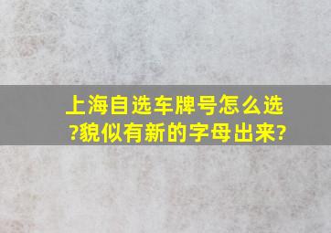 上海自选车牌号怎么选?貌似有新的字母出来?