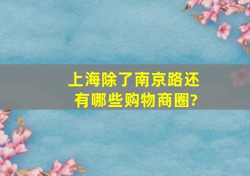 上海除了南京路还有哪些购物商圈?