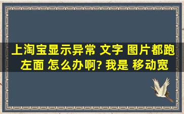 上淘宝显示异常 文字 图片都跑左面 怎么办啊? 我是 移动宽带