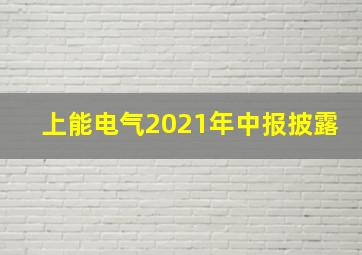 上能电气2021年中报披露