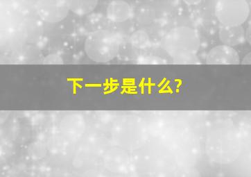 下一步是什么?