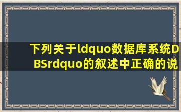 下列关于“数据库系统(DBS)”的叙述中,正确的说法是( )。