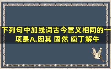 下列句中加线词,古今意义相同的一项是( ) A.因其 固然 (《庖丁解牛》) ...