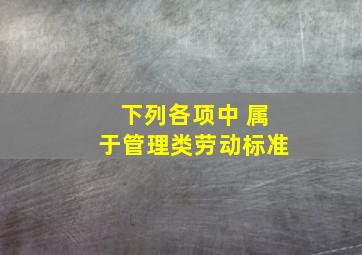 下列各项中,( )属于管理类劳动标准。