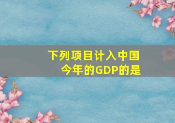 下列项目计入中国今年的GDP的是