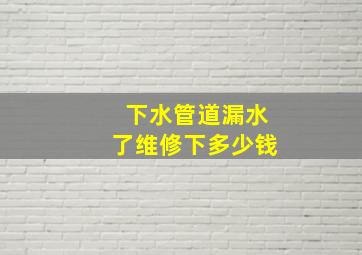 下水管道漏水了维修下多少钱