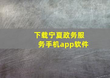 下载宁夏政务服务手机app软件