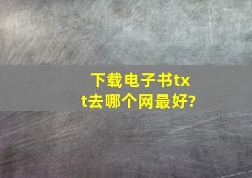 下载电子书txt去哪个网最好?