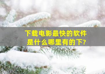 下载电影最快的软件是什么,哪里有的下?