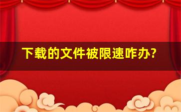 下载的文件被限速咋办?