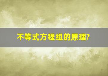 不等式方程组的原理?