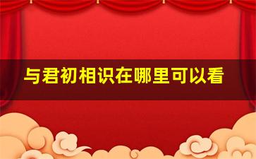 与君初相识在哪里可以看