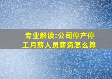 专业解读:公司停产停工月薪人员薪资怎么算