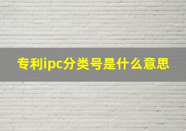 专利ipc分类号是什么意思