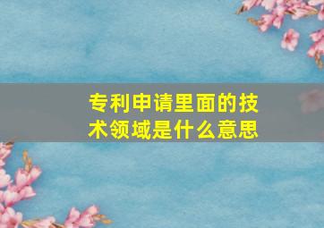 专利申请里面的技术领域是什么意思