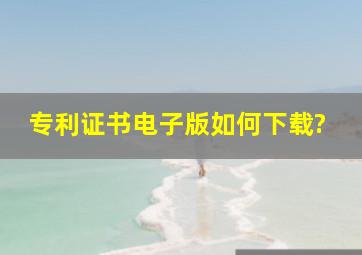 专利证书电子版如何下载?