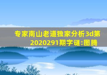 专家南山老道独家分析3d第2020291期字谜:图腾