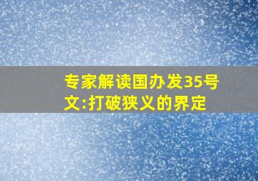 专家解读国办发35号文:打破狭义的界定 