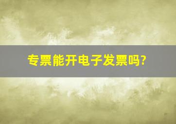 专票能开电子发票吗?