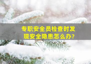 专职安全员检查时发现安全隐患怎么办?