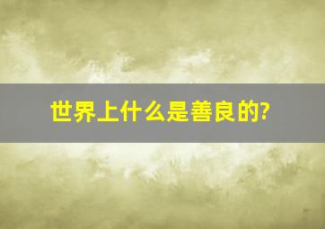 世界上什么是善良的?