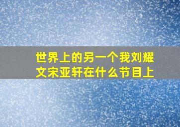 世界上的另一个我刘耀文宋亚轩在什么节目上(