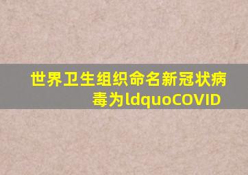 世界卫生组织命名新冠状病毒为“COVID