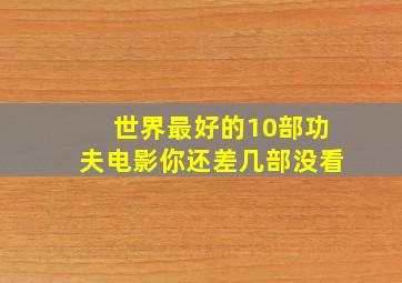 世界最好的10部功夫电影,你还差几部没看