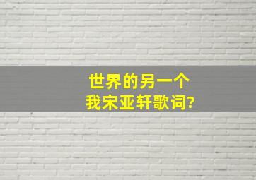 世界的另一个我宋亚轩歌词?