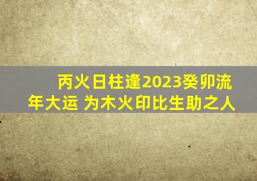 丙火日柱逢2023癸卯流年大运 为木火印比生助之人