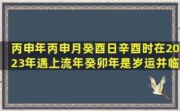 丙申年丙申月癸酉日辛酉时在2023年遇上流年癸卯年是岁运并临有何...