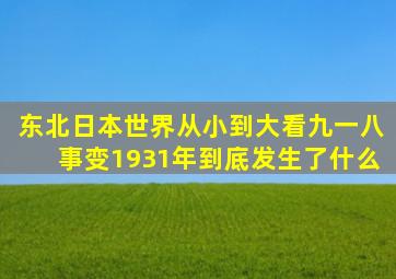 东北、日本、世界,从小到大看九一八事变,1931年到底发生了什么