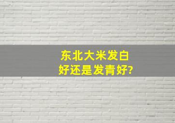 东北大米发白好还是发青好?