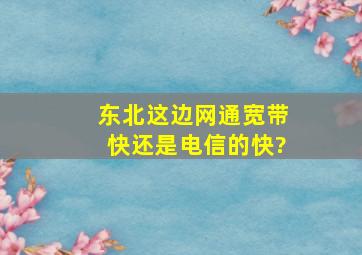 东北这边网通宽带快还是电信的快?