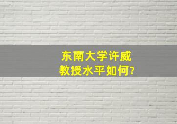 东南大学许威教授水平如何?