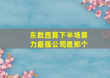 东数西算下半场算力最强公司是那个