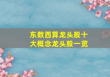 东数西算龙头股,十大概念龙头股一览