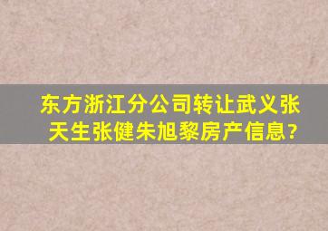 东方浙江分公司转让武义张天生,张健,朱旭黎房产信息?