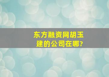 东方融资网胡玉建的公司在哪?