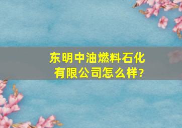 东明中油燃料石化有限公司怎么样?