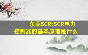 东莞SCR:SCR电力控制器的基本原理是什么