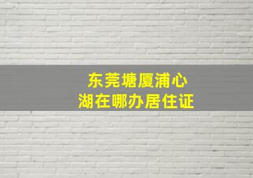 东莞塘厦浦心湖在哪办居住证(