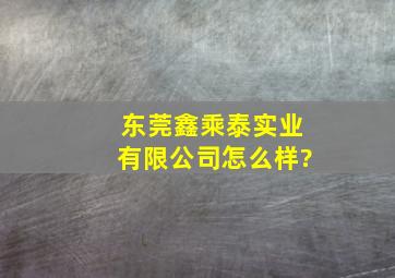 东莞鑫乘泰实业有限公司怎么样?