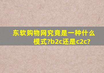 东软购物网究竟是一种什么模式?b2c还是c2c?