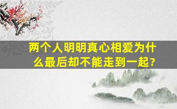 两个人明明真心相爱,为什么最后却不能走到一起?