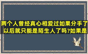 两个人曾经真心相爱过,如果分手了,以后就只能是陌生人了吗?如果是,...