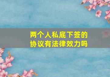 两个人私底下签的协议有法律效力吗(