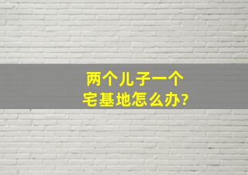 两个儿子一个宅基地怎么办?