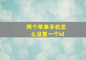 两个苹果手机怎么设置一个id